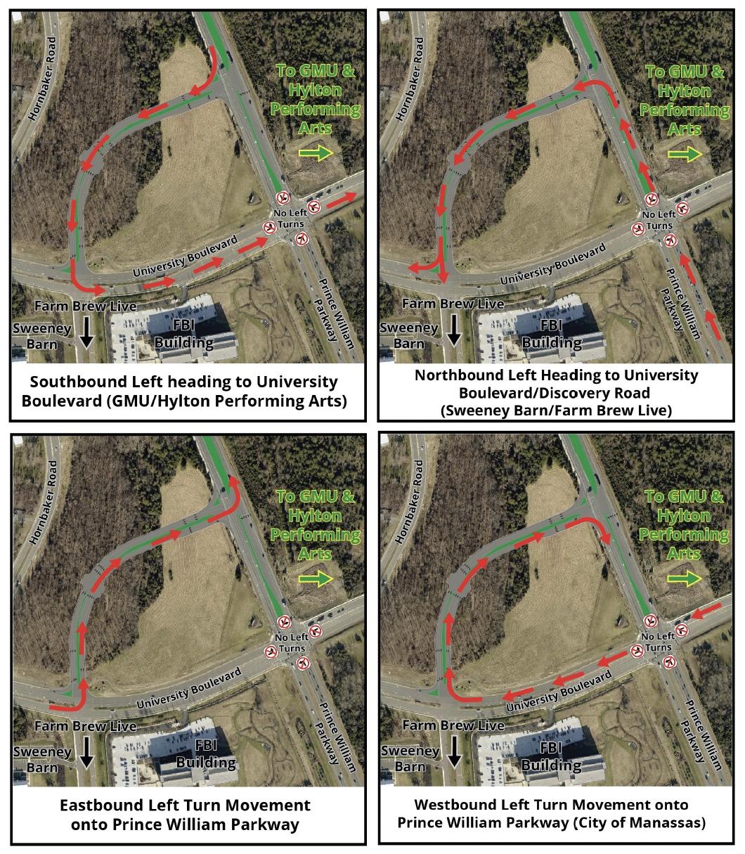 Map of new traffic pattern for the Hylton Center